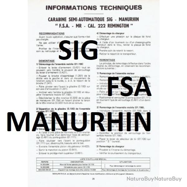 notice 4 pages SIG MANURHIN FSA (envoi par mail) - VENDU PAR JEPERCUTE (m2381)