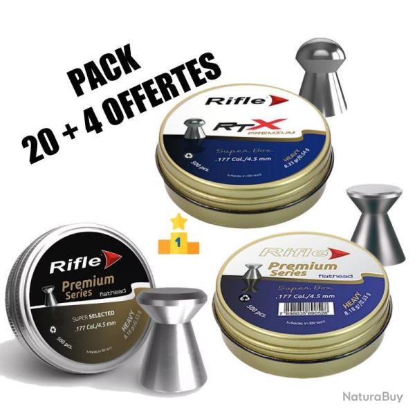 PACK 20 + 4 PLOMBS RIFLE PREMIUM 4.5mm x500