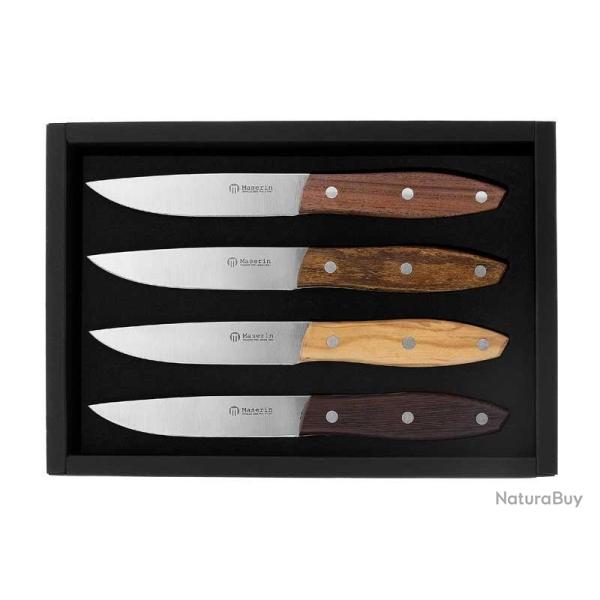 COFFRET 4 COUTEAUX STEAK MASERIN STAKNI 22CM ASSORTIS