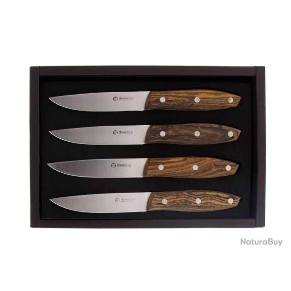 COFFRET 4 COUTEAUX STEAK MASERIN STAKNI 22CM BOCOTE