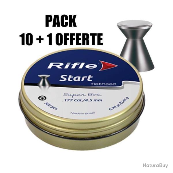 VENTE FLASH PACK 10 + 1 PLOMBS RIFLE START TETE PLATE 4.5mm x500