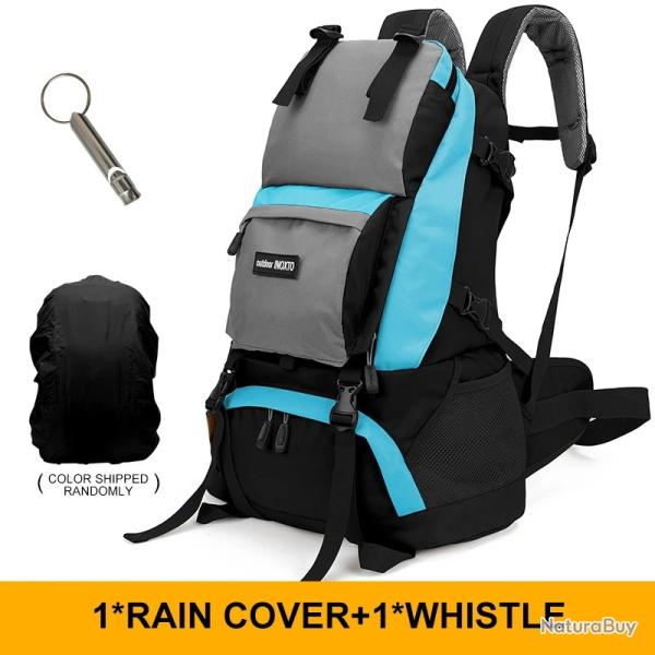 Sac � dos de camping 40 l avec habit de pluie -BLEU CLAIR