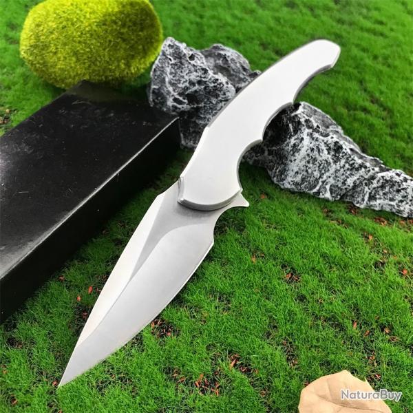 Couteau de poche pliant C260 manche en acier 420 -ARGENT-  -* LIVRAISON GRATUITE !!