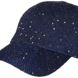 Casquette Femme Paillet&eacute;e avec Sequins Bleue Elegante Erlia Taille unique Bleu