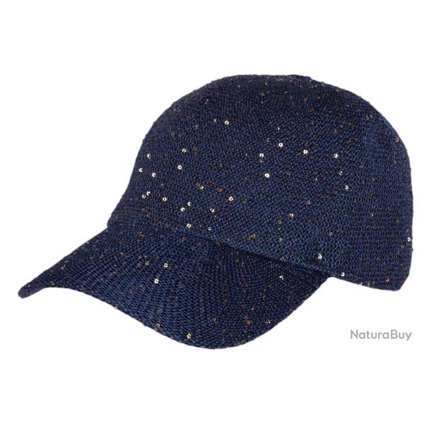 Casquette Femme Paillet�e avec Sequins Bleue Elegante Erlia Taille unique Bleu