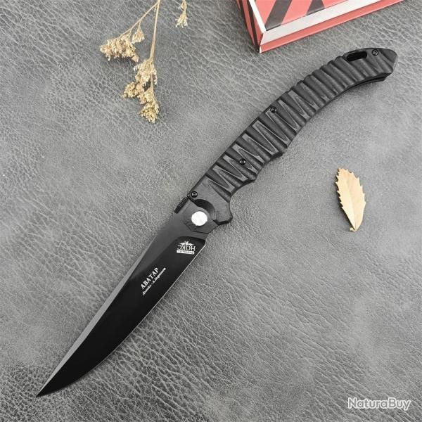 Couteau de poche pliant  roulement  billes manche G10 -NOIR-  -* LIVRAISON GRATUITE !!