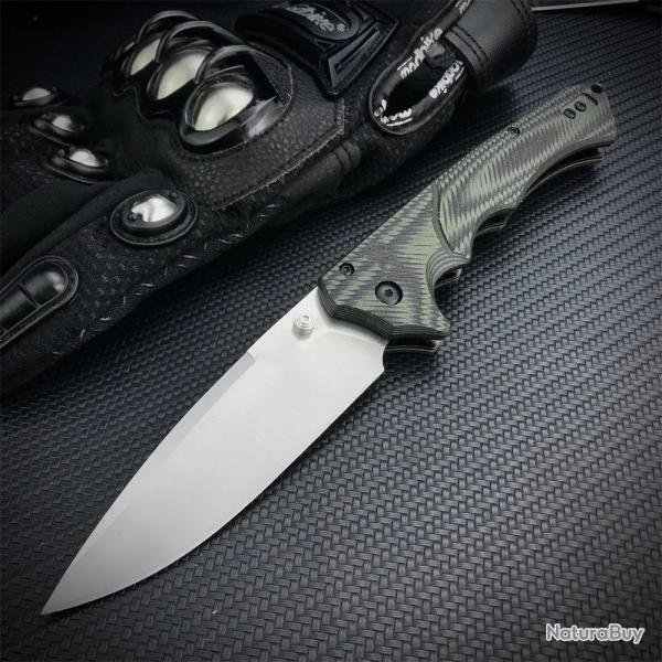 Couteau de Poche Pliant et Tranchant  Revtement Noir, -NOIR--*