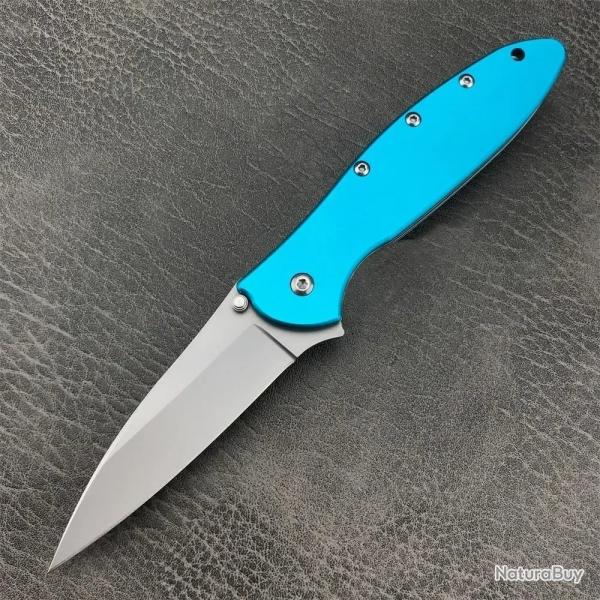 Couteau de Poche Pliant Lame 8Cr13Mov Poign�e en Alliage d'Aluminium -*BLEU -*
