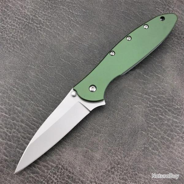 Couteau de Poche Pliant Lame 8Cr13Mov Poign�e en Alliage d'Aluminium -*VERT -*