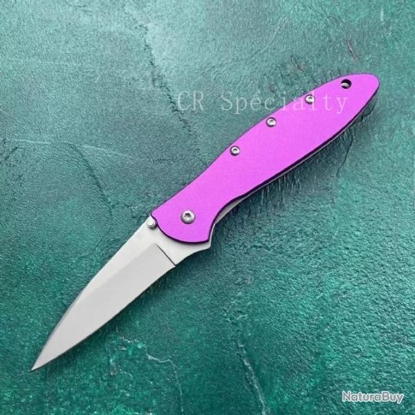 Couteau de Poche Pliant Lame 8Cr13Mov Poigne en Alliage d'Aluminium -*ROSE -* LIVRAISON GRATUITE