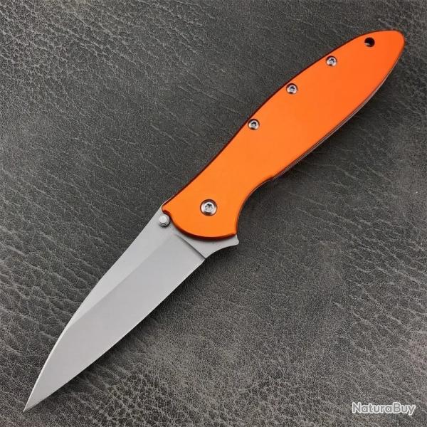 Couteau de Poche Pliant Lame 8Cr13Mov Poigne en Alliage d'Aluminium -*ORANGE -* LIVRAISON GRATUITE