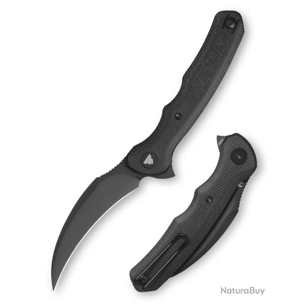 Couteau TRIVISA Lacerta Black Lame Karambit Acier 14C28N Black Manche Micarta Linerlock TVTY19BM14
