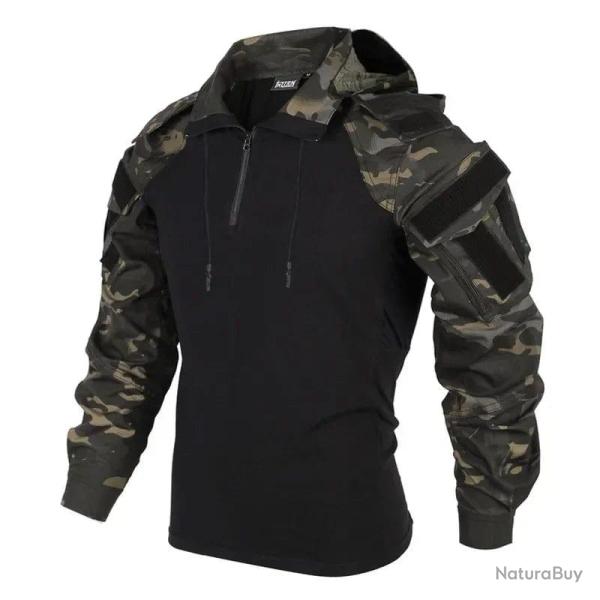 Chemise combat AKP camo � capuche - CP Black / S-45-55kg