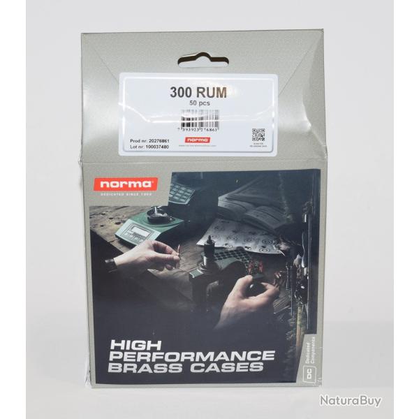 Lot 50 douilles laiton Norma cal 300 RUM Remington Ultra Magnum