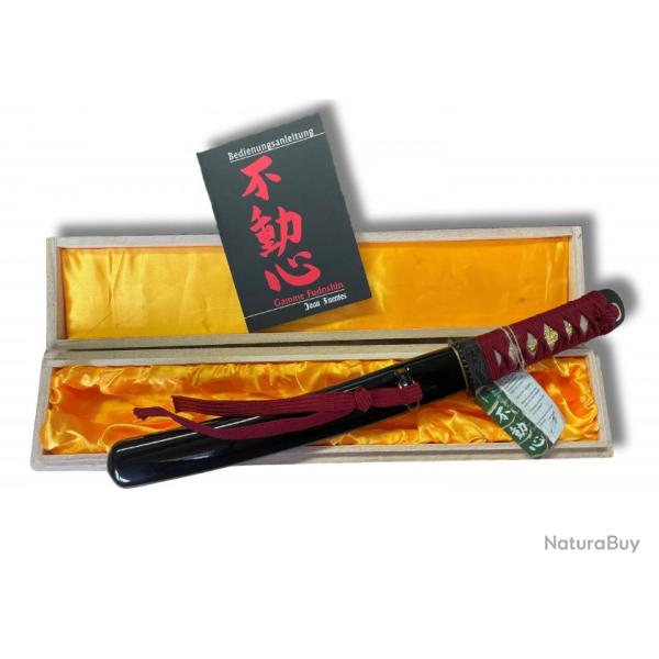 TANTO   Fudoshin noir et rouge  /  Lame DAMAS
