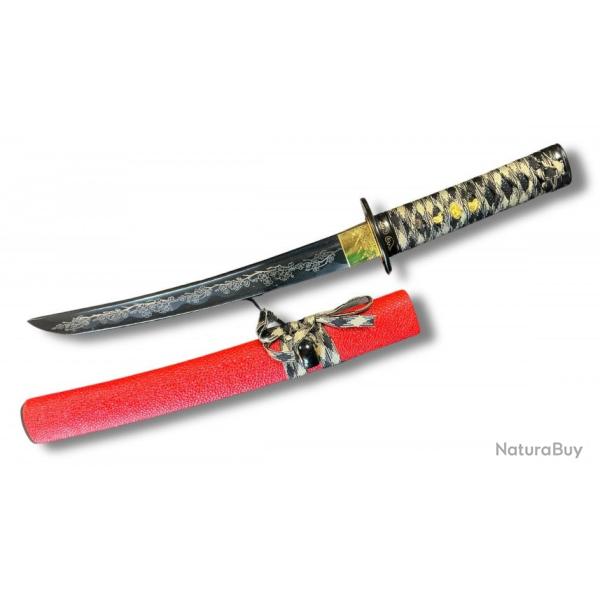 TANTO   Fudoshin rouge  Lame fleur de cerisier