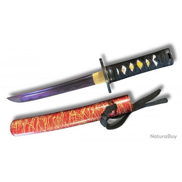 TANTO forge  Fudoshin rouge et or  Lame violette