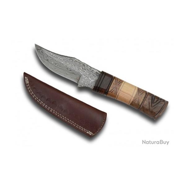 Couteau DAMASCUS  avec son Etui tout Cuir