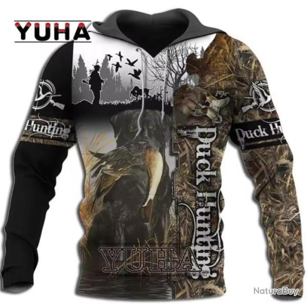 1� sans r�serve Sweat Floquer 3D  - chasse canard pull