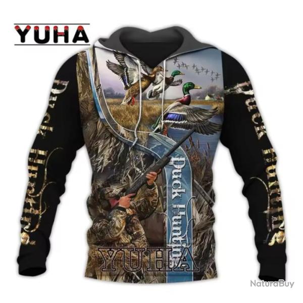 1� sans r�serve Sweat Floquer 3D  - chasse canard pull motif 1