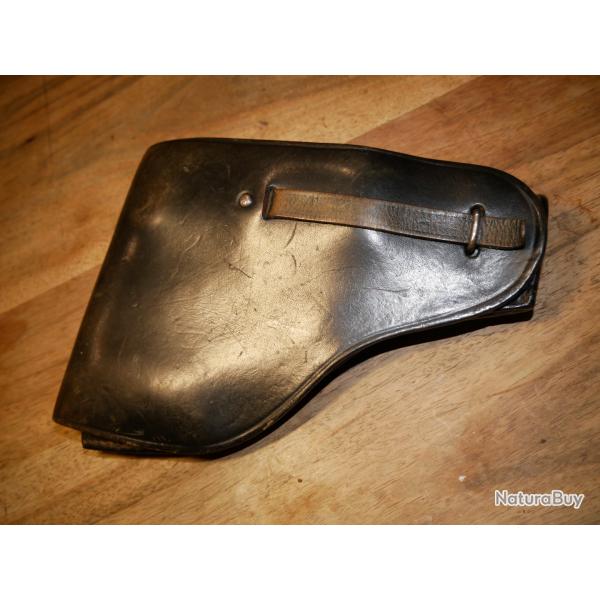 Etui de pistolet 7.65mm en cuir noir WW2 Franais