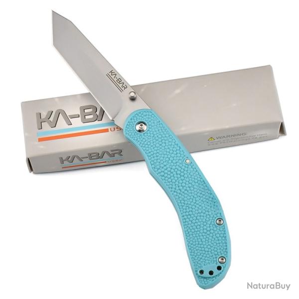 Couteau Pliant 440C Tanto Lame Textur�e Bleu Nylon -* LIVRAISON GRATUITE