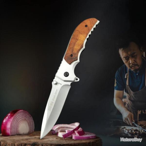 Couteau de poche pliant de camping FA05  lame 5Cr13Mov, acier 420-* LIVRAISON GRATUITE