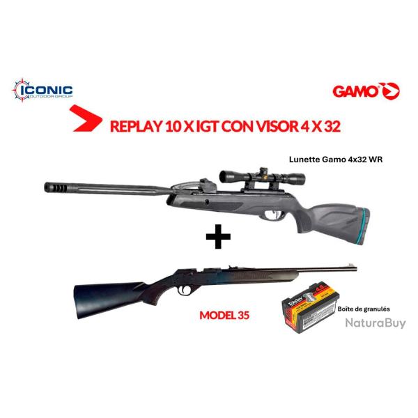 Vente ! Carabine Gamo Replay 10 Maxxim IGT Cal. 5,5mm + Lun. 4 x 32 WR + Daisy mod. 35, 4,5mm