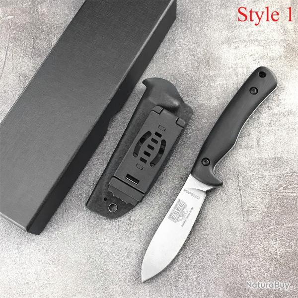 couteau de cuisine droit Lame D2, manche G10 -*NOIR-* LIVRAISON GRATUITE