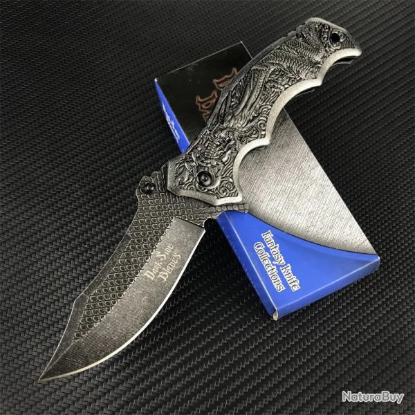 Couteau de poche pliant multifonctionnel � motif de Dragon tactique lame 5Cr13Mov LIVRAISON GRATUITE