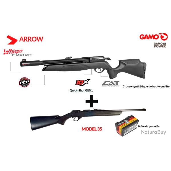 Vente flash ! Carabine � plomb PCP Gamo Arrow - Cal. 5.5 mm - 19.9J + Daisy mod. 35, Cal. 4,5 mm