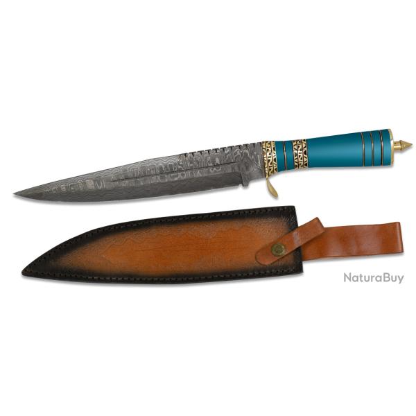Poignard DAMASCUS  lame de 25.50 cm avec son Etui tout Cuir