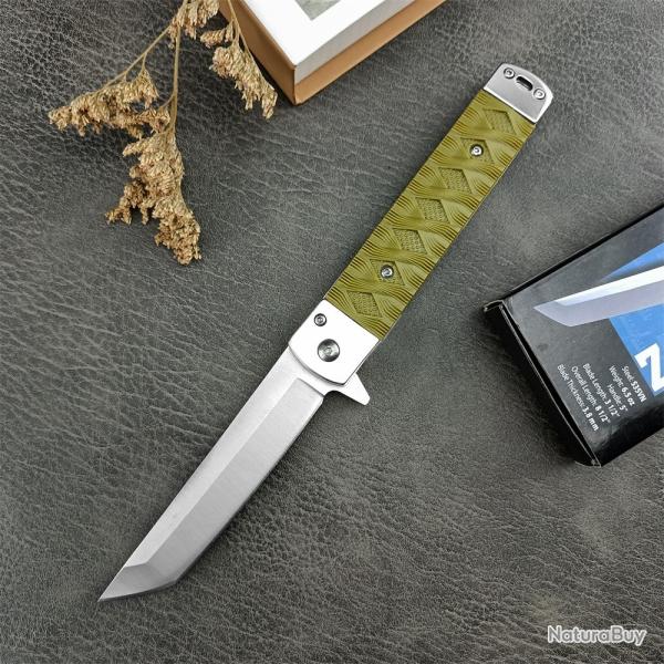 Couteau Pliant � 4 Poches, Lame Tanto T6, Manche en Aluminium- Z04*VERT-* LIVRAISON GRATUITE