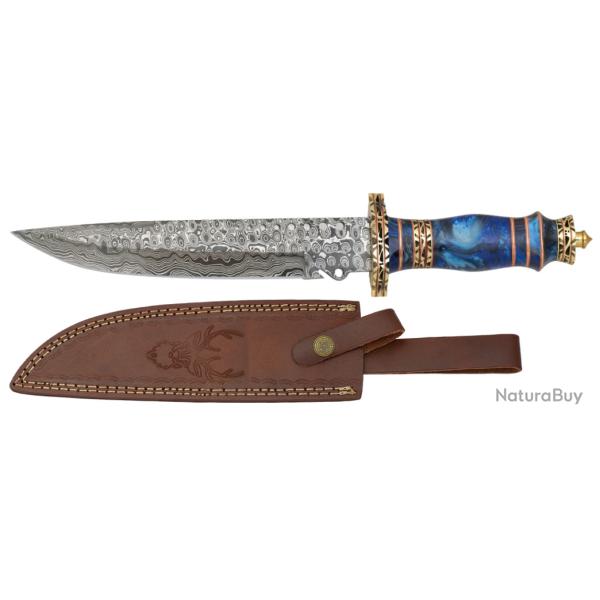 Poignard DAMASCUS  lame de 23.00 cm avec son Etui tout Cuir