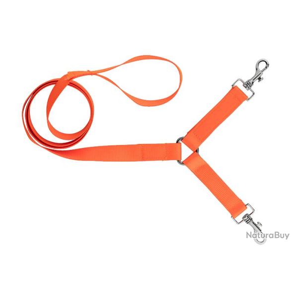 Laisse 1.30m pour 2 chiens en nylon Country