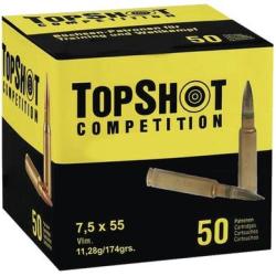 Cartouches TOP SHOT cal 7.5x55 swiss fmj 174 gr 11.28g
