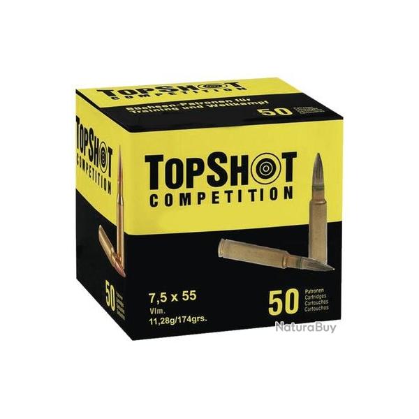 Cartouches TOP SHOT cal 7.5x55 swiss fmj 174 gr 11.28g