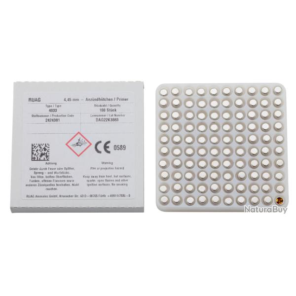 100 amorces RWS Boxer Sinoxid 4033 Small Rifle