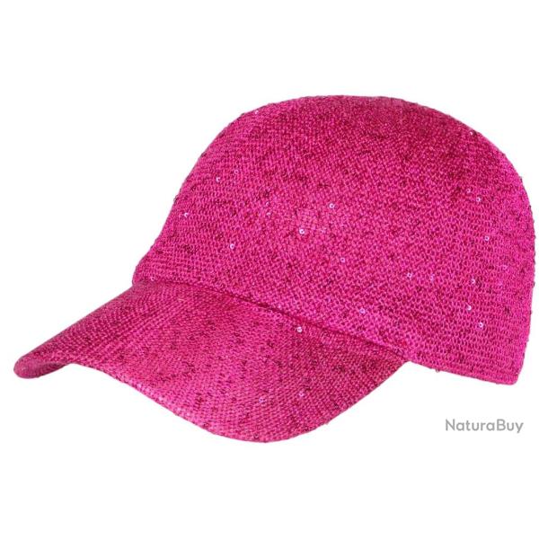 Casquette Femme Paillet�e Sequins Rose Fuchsia Elegante Erlia Taille unique Rose