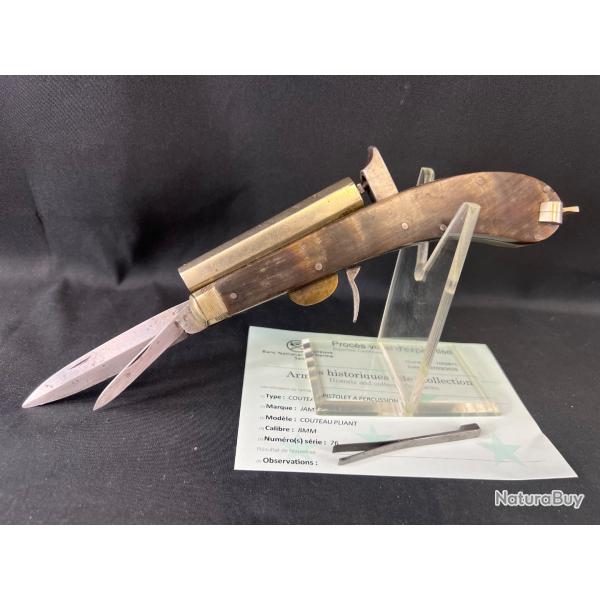 SUPERBE COUTEAU PISTOLET ANGLAIS JAMES RODGERS cal 8mm