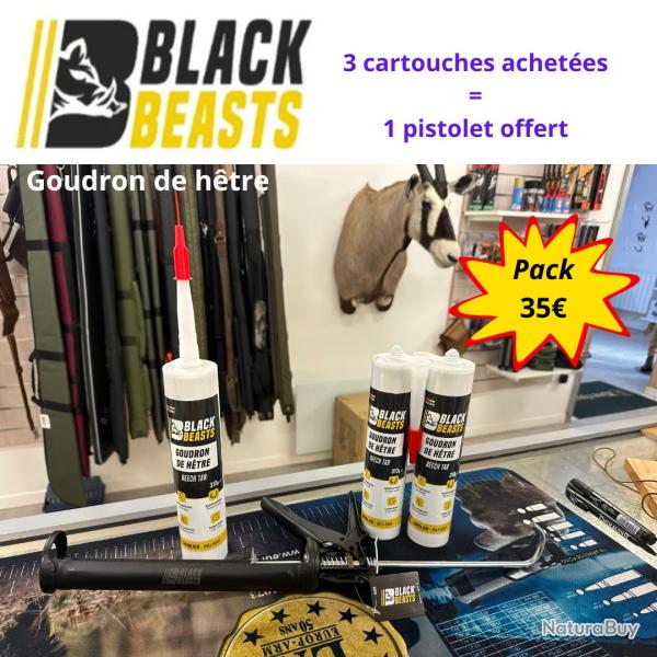 Goudron de H�tre BLACK BEATS cartouche 310gr x3 + pistolet offert