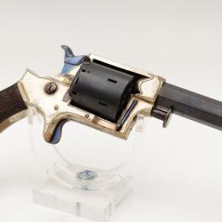 REVOLVER TRANTER MODEL N&deg;2 PATENT 1862 / 1863 LAITON ARGENTE CALIBRE 32 RF ANNULAIRE SIMPLE ACTION -