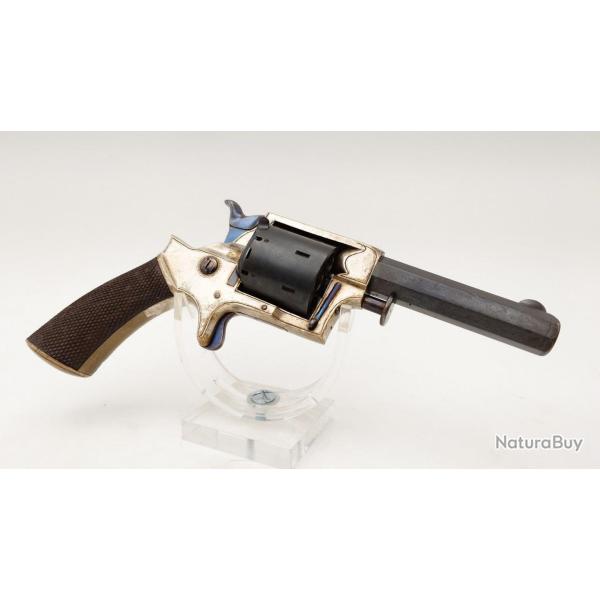 REVOLVER TRANTER MODEL N�2 PATENT 1862 / 1863 LAITON ARGENTE CALIBRE 32 RF ANNULAIRE SIMPLE ACTION -