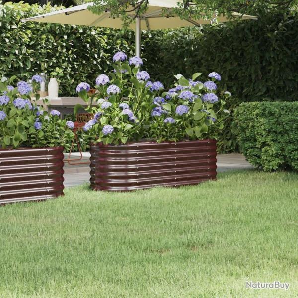 Lit sur�lev� de jardin Acier enduit de poudre marron