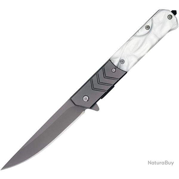 Couteau ElitEdge A/O R�sine MOP Lame Acier 420C Manche R�sine MOP Brise-Vitres Linerlock EE10A106WP