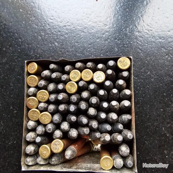 79 Cartouches de 6mm � balle double culot. Boite metal d origine, pour collection