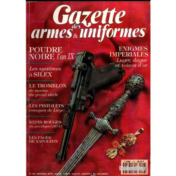 gazette des armes et uniformes 218, pistolet des cosaques en crim�e , guerre du pacifique latino-am�