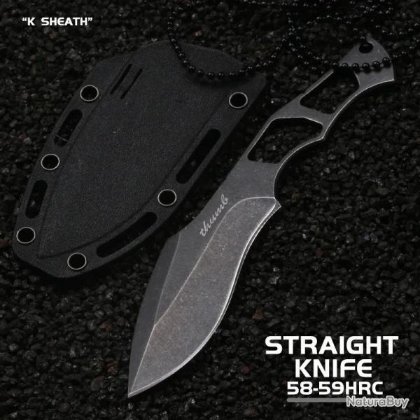 Couteau de cuisine en acier inoxydable, 440C Stonewashed Blade -* NOIR-* IVRAISON GRATUITE