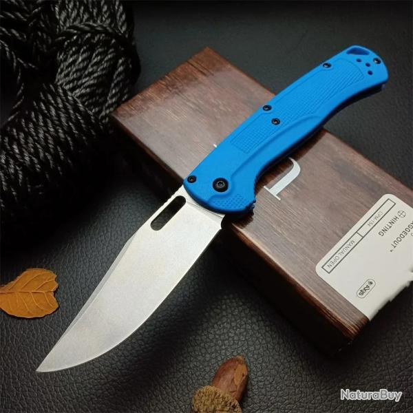 Couteau pliant de chasse BM 15535 poign�es Grivory -* BLEU-* IVRAISON GRATUITE