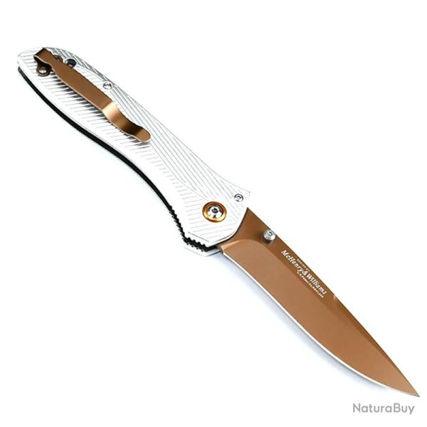 Couteau Pliant � Terre Plate, Manche en Alliage d'Aluminium -*710 - white-* LIVRAISON GRATUITE